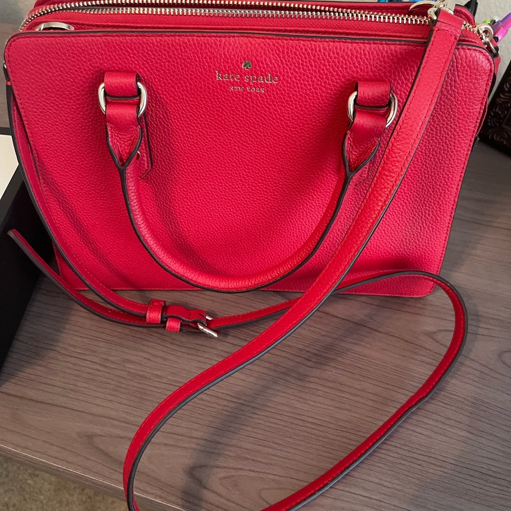 Red Kate Spade Handbag with Removable Strap